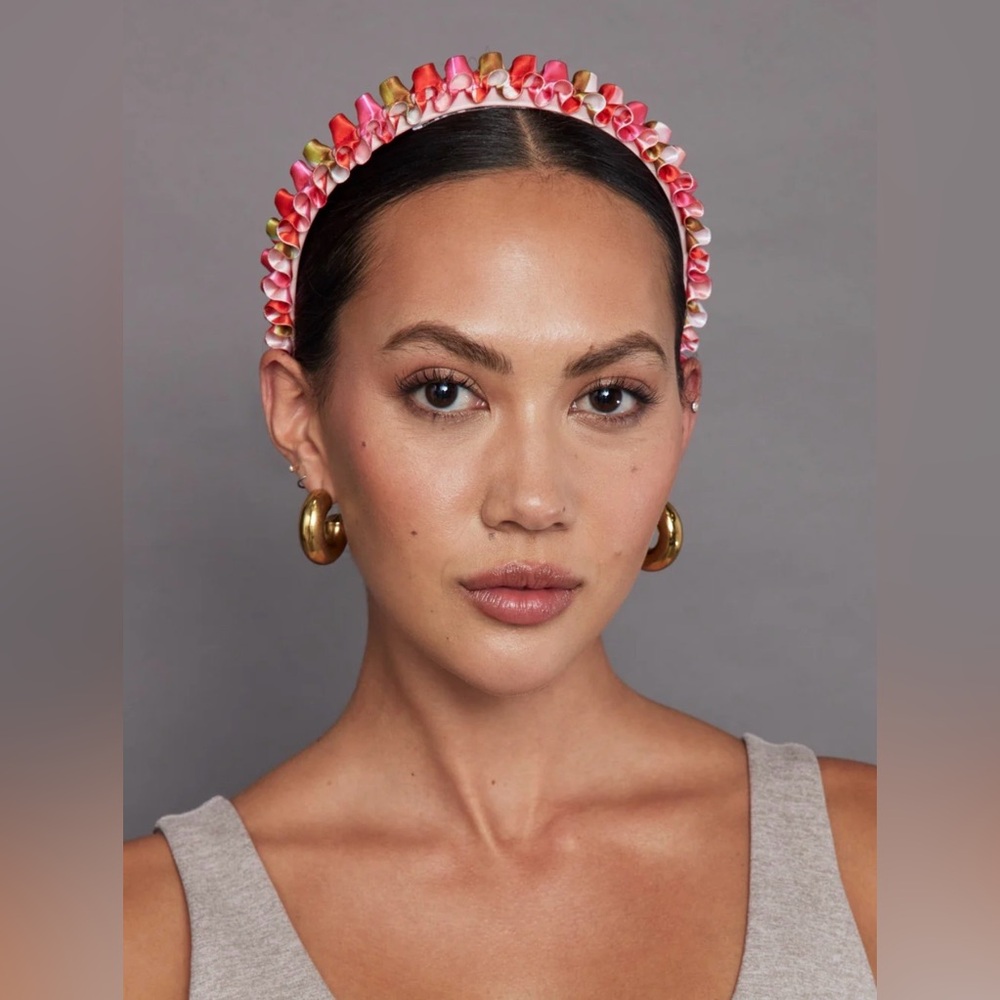 Carbon38 Eugenia Kim Rafaela Pink/Multi Ruffle Fabric Headband NWOT